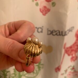 Vintage Gold and Pearl Ring - adjustable but sitting at a 5.5
